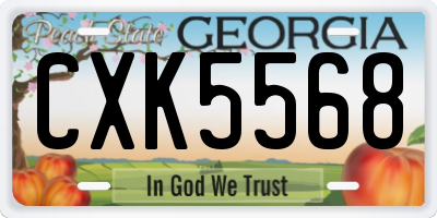 GA license plate CXK5568