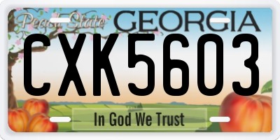 GA license plate CXK5603