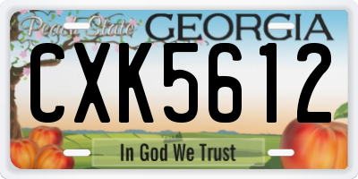 GA license plate CXK5612