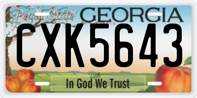 GA license plate CXK5643