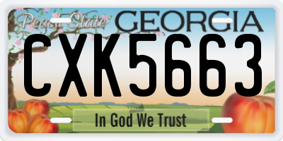 GA license plate CXK5663