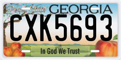 GA license plate CXK5693