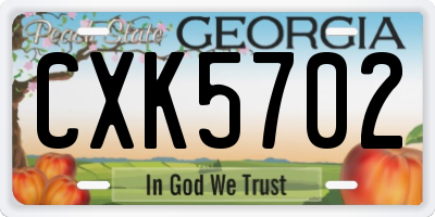 GA license plate CXK5702