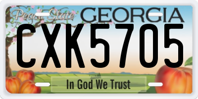 GA license plate CXK5705