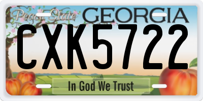 GA license plate CXK5722