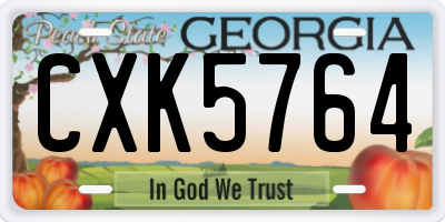 GA license plate CXK5764