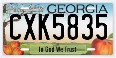 GA license plate CXK5835