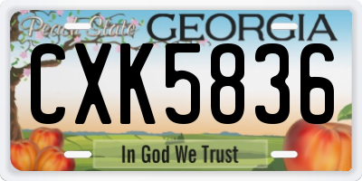 GA license plate CXK5836