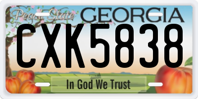 GA license plate CXK5838
