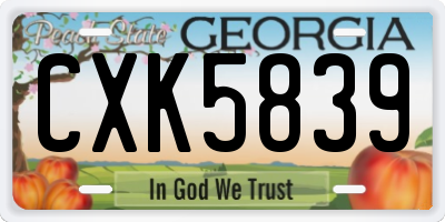 GA license plate CXK5839