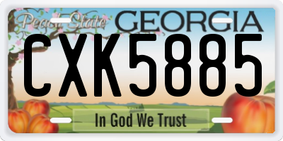 GA license plate CXK5885