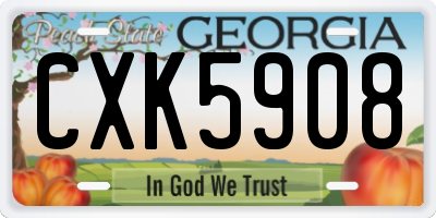 GA license plate CXK5908