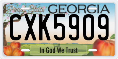 GA license plate CXK5909