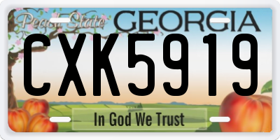 GA license plate CXK5919