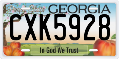 GA license plate CXK5928