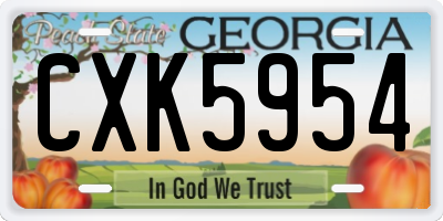 GA license plate CXK5954