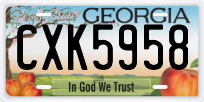 GA license plate CXK5958