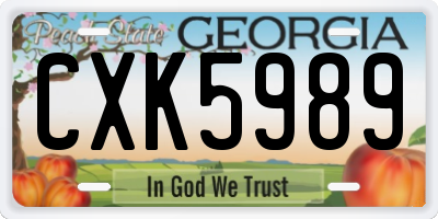 GA license plate CXK5989