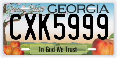 GA license plate CXK5999