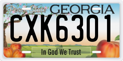 GA license plate CXK6301