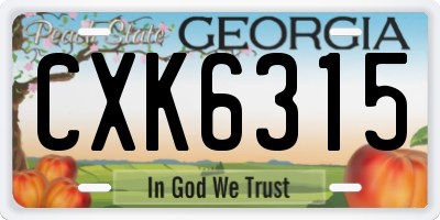 GA license plate CXK6315