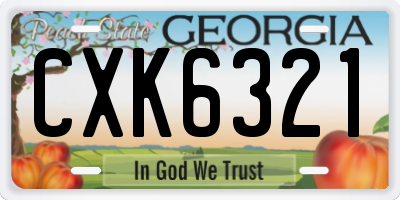 GA license plate CXK6321
