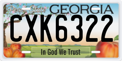 GA license plate CXK6322