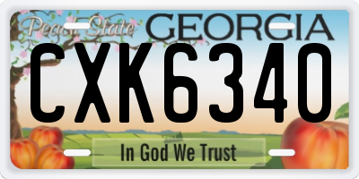 GA license plate CXK6340
