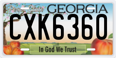 GA license plate CXK6360
