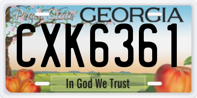 GA license plate CXK6361