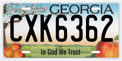 GA license plate CXK6362