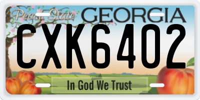 GA license plate CXK6402
