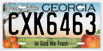 GA license plate CXK6463