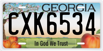 GA license plate CXK6534