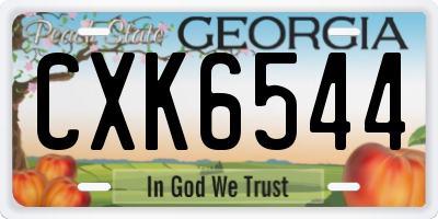 GA license plate CXK6544