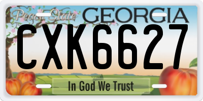 GA license plate CXK6627