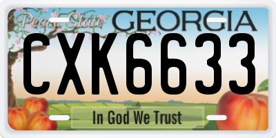 GA license plate CXK6633