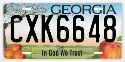 GA license plate CXK6648