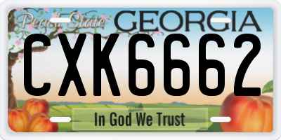 GA license plate CXK6662
