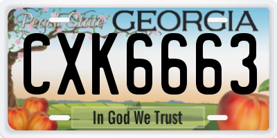 GA license plate CXK6663