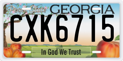 GA license plate CXK6715