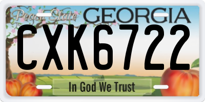 GA license plate CXK6722