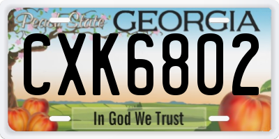 GA license plate CXK6802