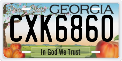 GA license plate CXK6860