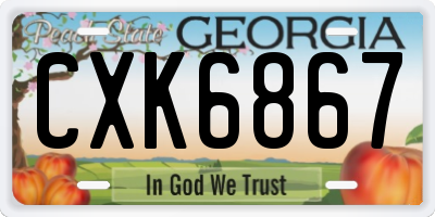 GA license plate CXK6867