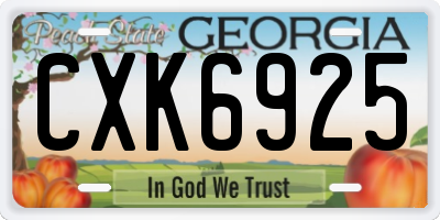 GA license plate CXK6925