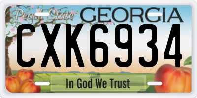 GA license plate CXK6934