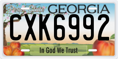 GA license plate CXK6992