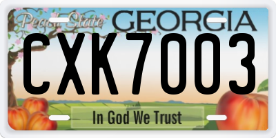 GA license plate CXK7003