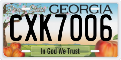 GA license plate CXK7006